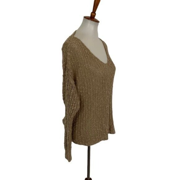 Altard State M L Beige Open Back Twist Knit Sweater Boho Chic Cozy Pullover - Picture 3 of 7